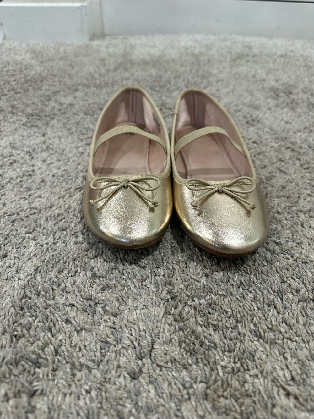 H&M Girls Metallic Gold Ballet Flats with Bow